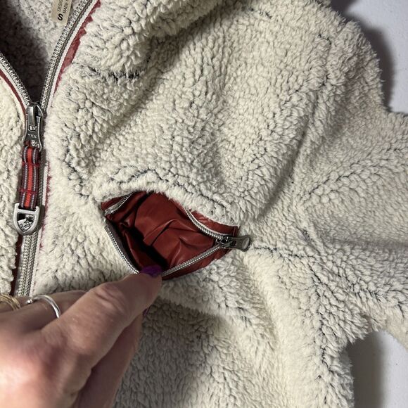 Kuhl Womens Small Sherpa Hoodie Jacket Full Zip Pockets Outdoor Fall Boho Beige - Picture 8 of 13